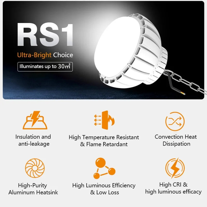 Lampe industrielle moderne LED haute luminosité blanc chaîne fixée robuste économe énergie
