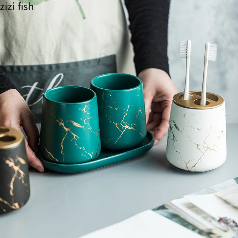 ensemble tasses dents marbre doré moderne vert noir blanc élégantes 400ml