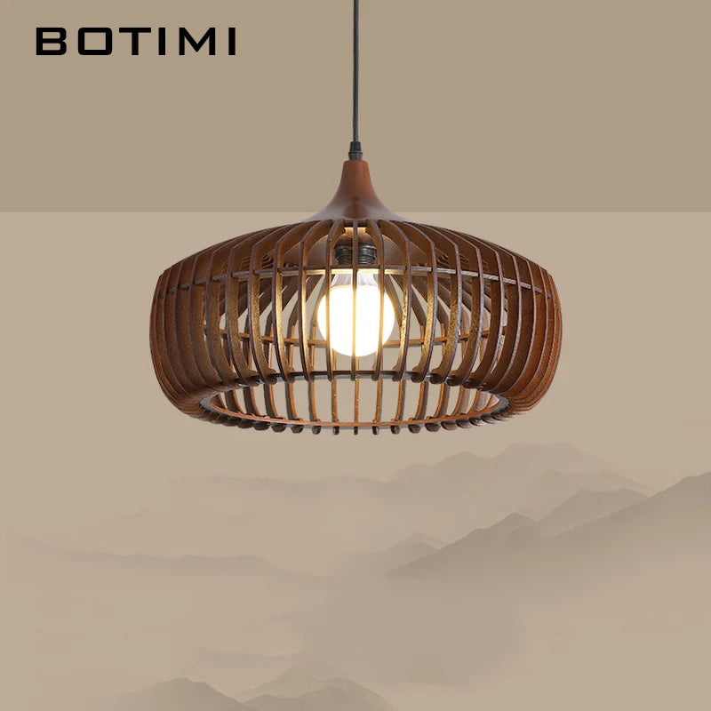 lampe suspendue bois naturel bambou moderne rustique salon chambre éclairage 220V 249 2000lm ans