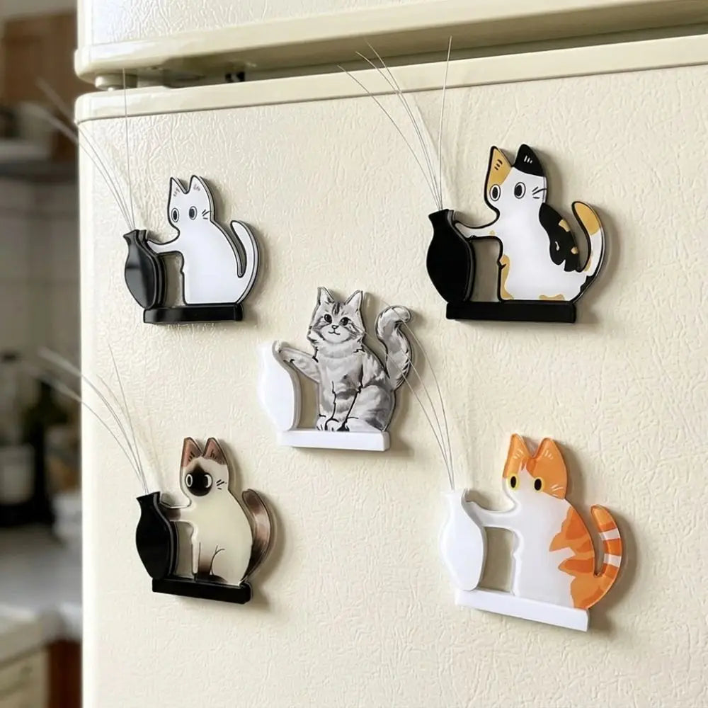aimants réfrigérateur dessin animé chats blanc noir gris orange cartoon ornement anti poussière