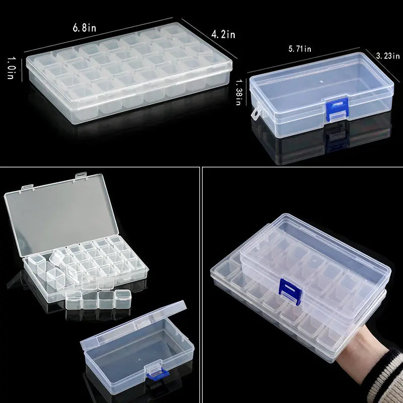 boîte rangement bijoux transparente plastique compartimentée organisateur boucles d'oreille accessoires petits objets