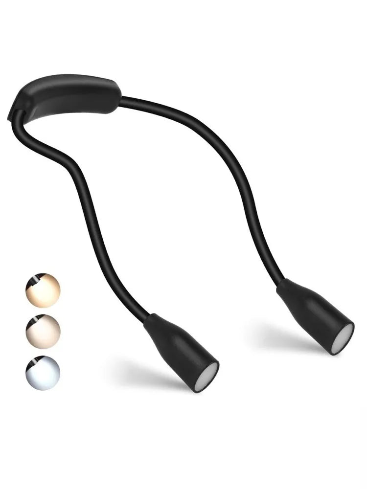 lampe lecture led rechargeable usb flexible cou noir ajustable modes lumière blanc doux ambre