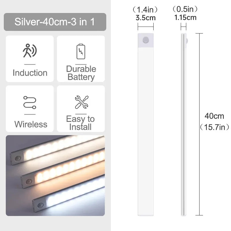 lampe nuit détecteur mouvement blanc rectangle moderne minimaliste rechargeable couleurs clips indicator