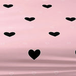 drap plat rose clair motif coeurs noirs moderne literie taille 120x200cm polyester