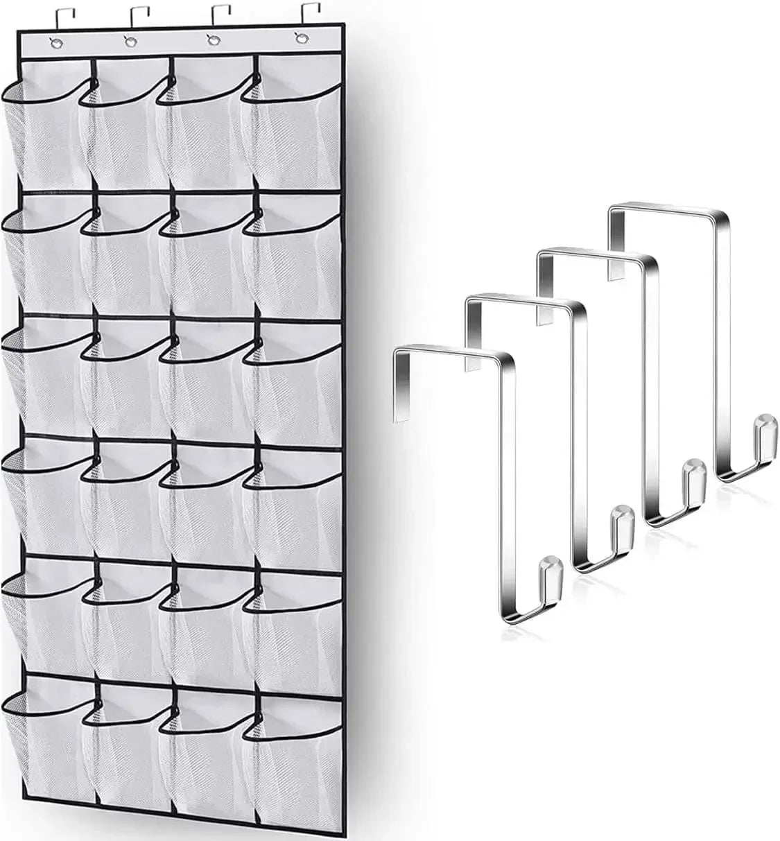 organisateur mural chaussures compartiments tissu polyestère clips suspendus moderne fonctionnel noir pliable