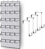 organisateur mural chaussures compartiments tissu polyestère clips suspendus moderne fonctionnel noir pliable