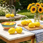 décoration intérieure guirlande citron feuille verte panier bol serviette tournesol farmhouse rustic