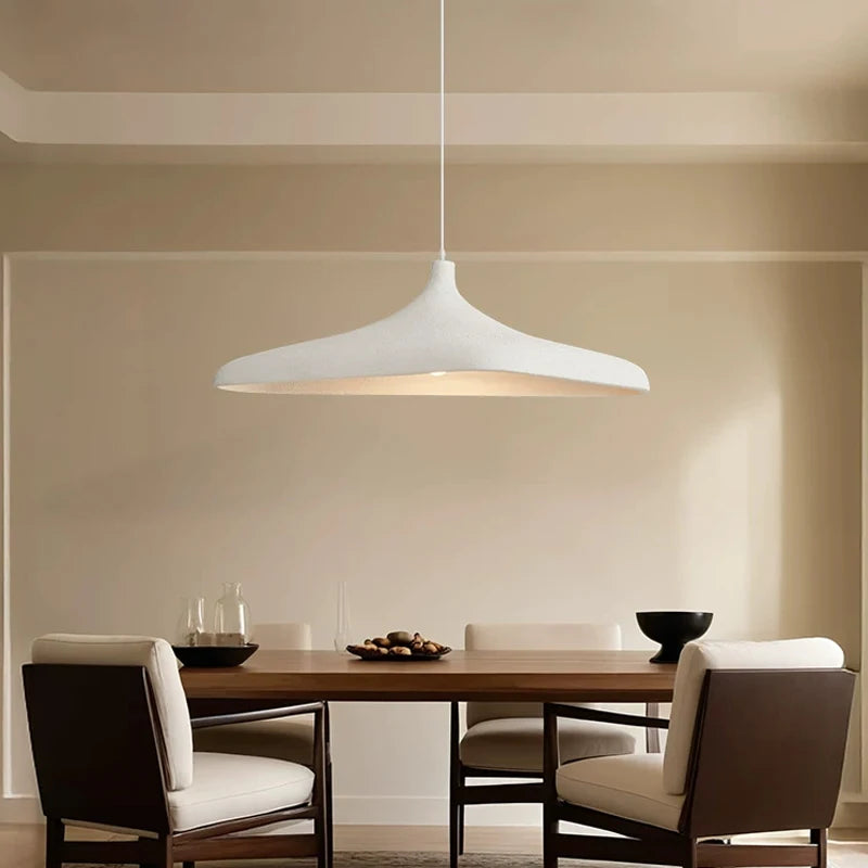 suspension led moderne beige fer câble noir lumière neutre chambre salon