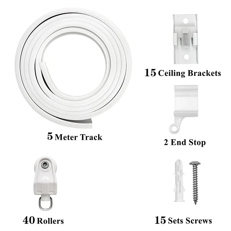 rideau polonais flexible blanc moderne facile 2m 3m 5m 6m monté mur