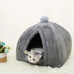 lit chat abri animal velours uni gris rose vert pastel moderne confortable