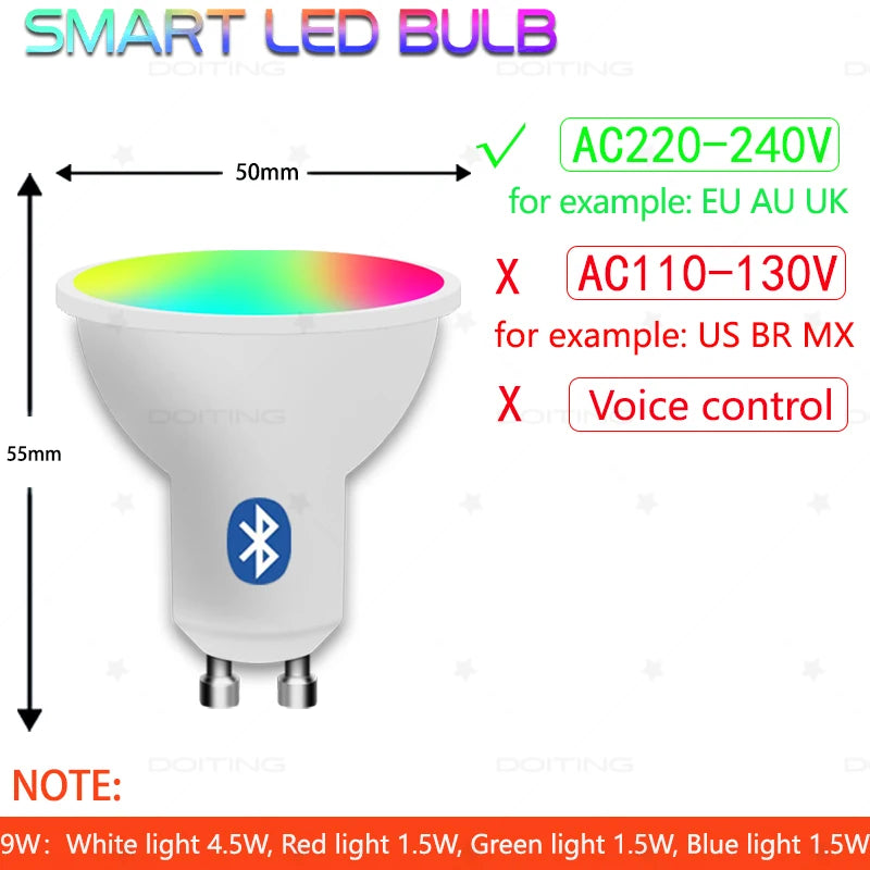 ampoule led bluetooth blanc moderne globulaire 2700k 6500k app controle 170deg intelligençe