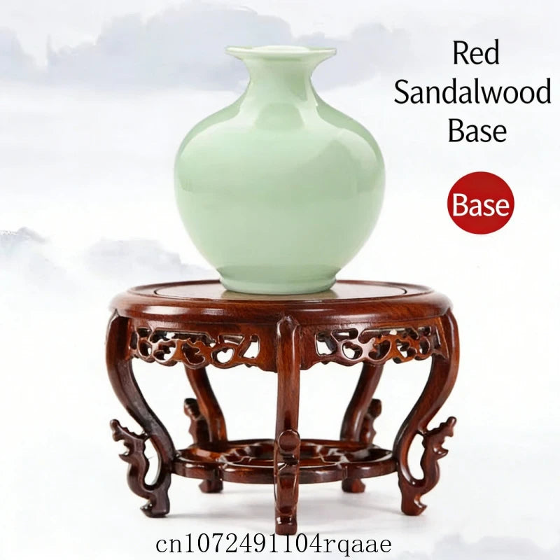 support d'affichage bois sculpté base vase pot plante chinois traditionnel éléments ajourés decoration table