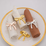 porte serviettes forme noeud papillon or argent rose doré texturé élégants festifs set six