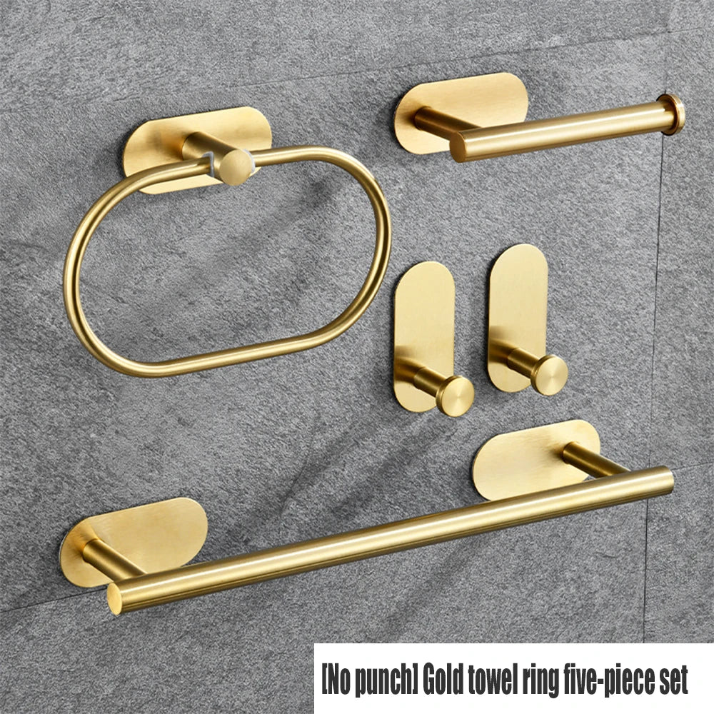 support rangement salle bain argenté moderne porte serviettes papier toilette adhésif minimaliste pièces