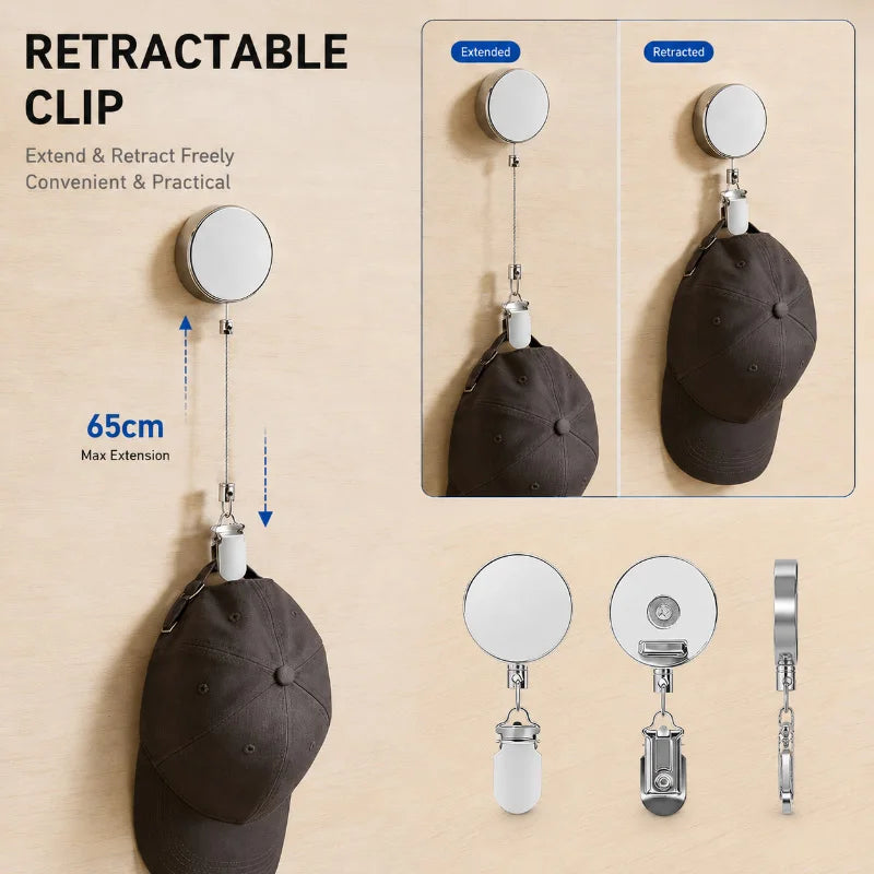 clip rétractable argenté fixe serviettes moderne porte clés antiperte utilitaire cuisine salle bain