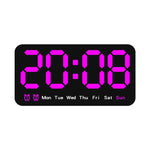 horloge murale numérique réveil double alarme calendrier led moderne noire blanche rose bleu verte