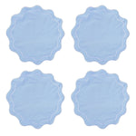 serviettes table classiques fleurs roses jaunes bordure bleue coton rose vert blanc