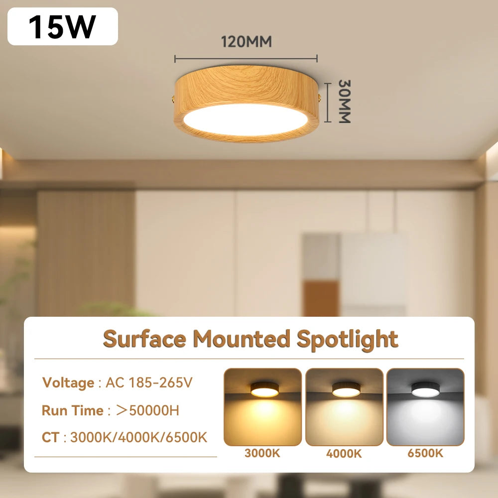 lampe bois naturel led downlight facile éclairage moderne chambre salon