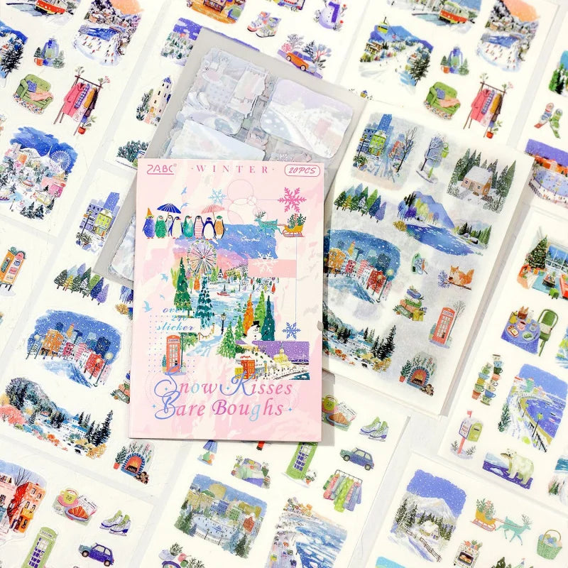 autocollants paysages animaux multicolores boîte illustrative réalistes enfants collection décorative opaque variés pack
