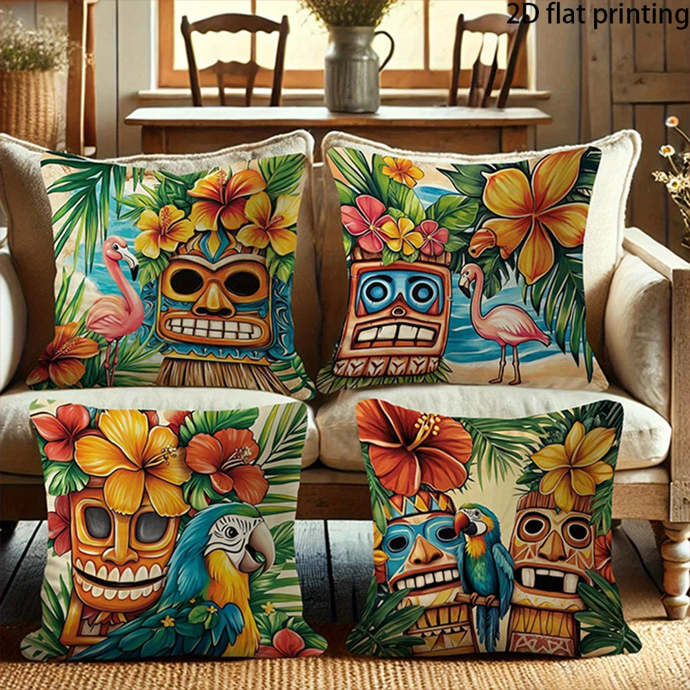 taies d'oreiller tropicales multicolores motif animaux fleurs modernes respectueux environnement maison 40x40cm