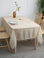 nappe table rectangle beige tissage apparent franges rustique minimalisteextérieur intérieurversible polyester