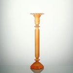 bougeoir verre moderne orange vert jaune rayures bordure ondulée transparent élégant décoration maison chandelle