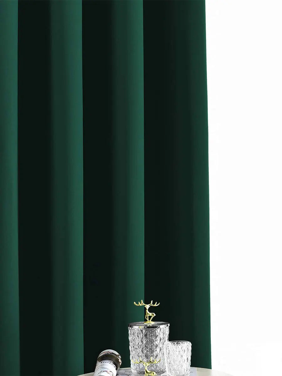 rideau vert foncé moderne métalliques opacité polyester uni chambre salon fenêtre