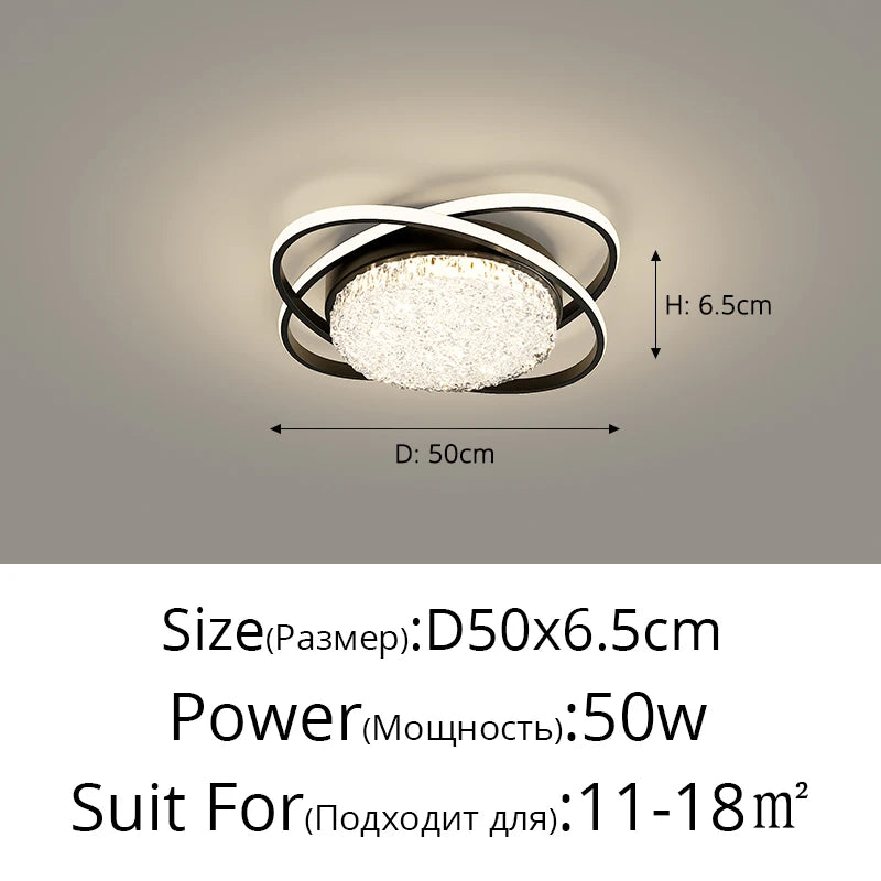 plafonnier led rond moderne cristaux blanc noir marron lampe intérieur élégante