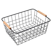 panier rangement fil métallique poignées bois clair industriel minimaliste grande capacité