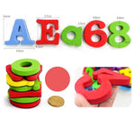 aimants tableau noir lettres chiffres symboles mathématiques 3d violet vert rouge bleu jaune rose