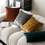 coussins décoratifs géométriques modernes polyester opaques vert foncé gris orange jaune fixés