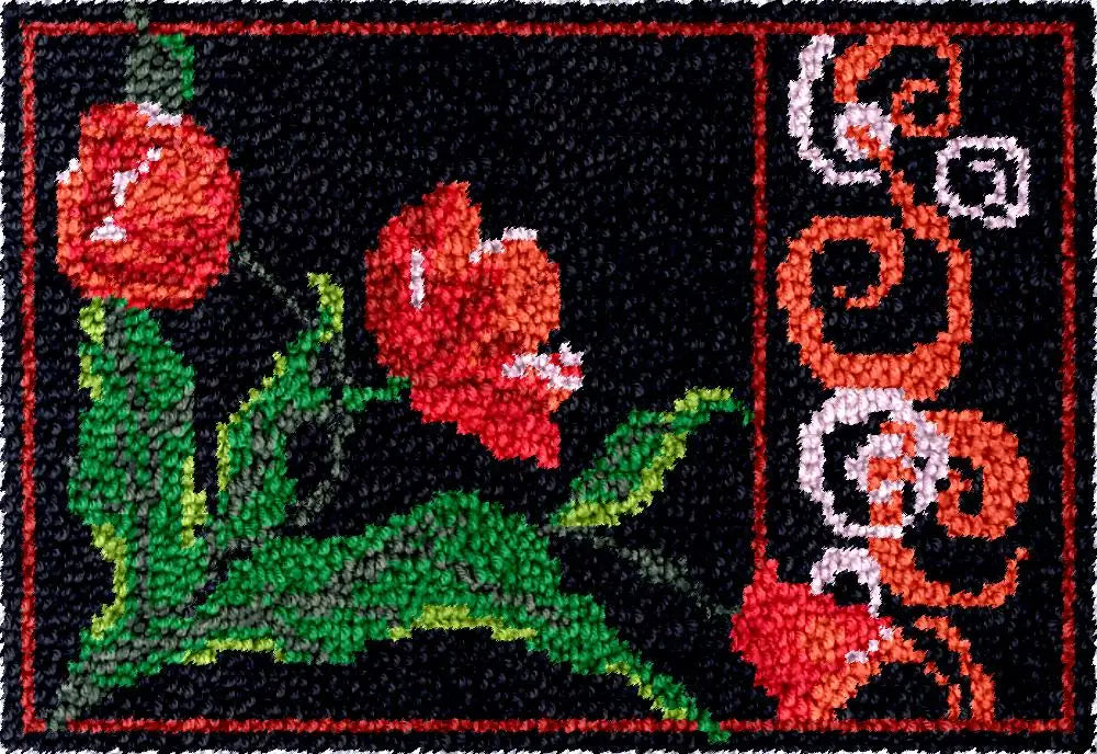 tapisserie fleurs laine crochet kit instruction coussin housse grille imprimée motifs pastel européen américain