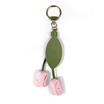 porte clés décoration florale tulipes feuilles vert jaune rose rouge bleu gris violet anneaux