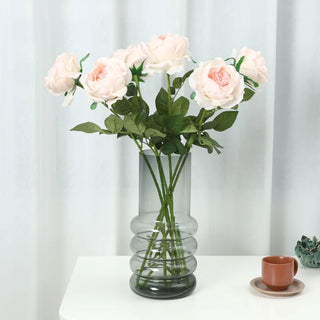 bouquet fleurs artificielles rose orange deco moderne vase transparentintérieur sans entretien