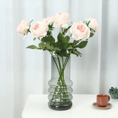 Bouquet de 2 roses Austin artificielles haut de gamme blanc lait