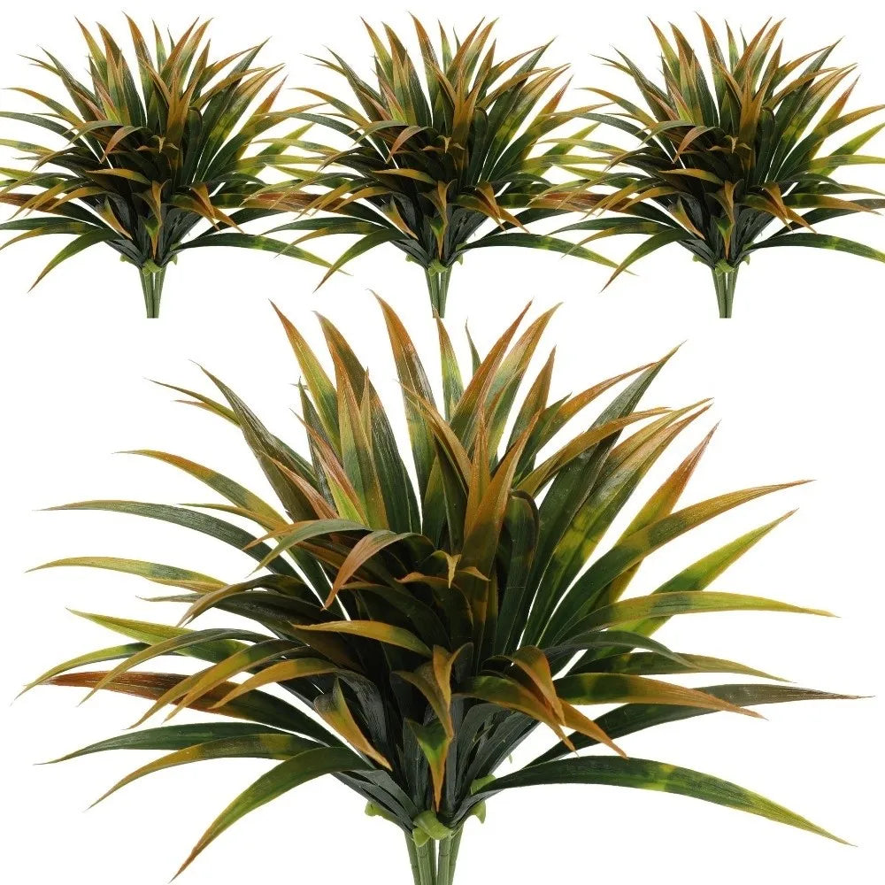 plantes artificielles feuilles pointues vert brun rouge modernes extérieures accrochéesextérieur exposition festive anniversaire