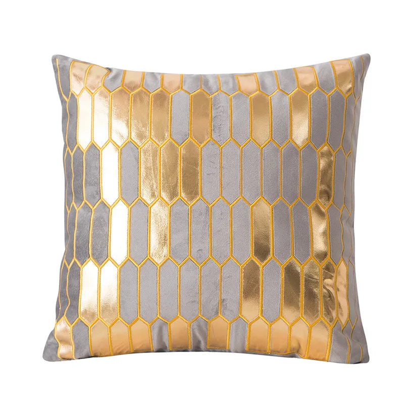 taies d'oreiller géométriques polyester solides couleur rouge doré blanc contemporains lit sofa decoration