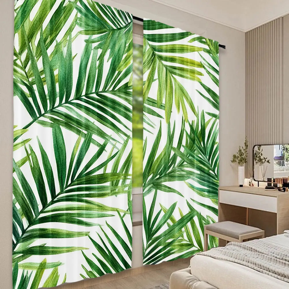 rideau vert feuilles palmier moderne 100 polyester 75x166cm 105x230cm 130x210cm chambre salon