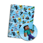 tapis souris minecraft personnages objets pixel art noir vert bleu blanc