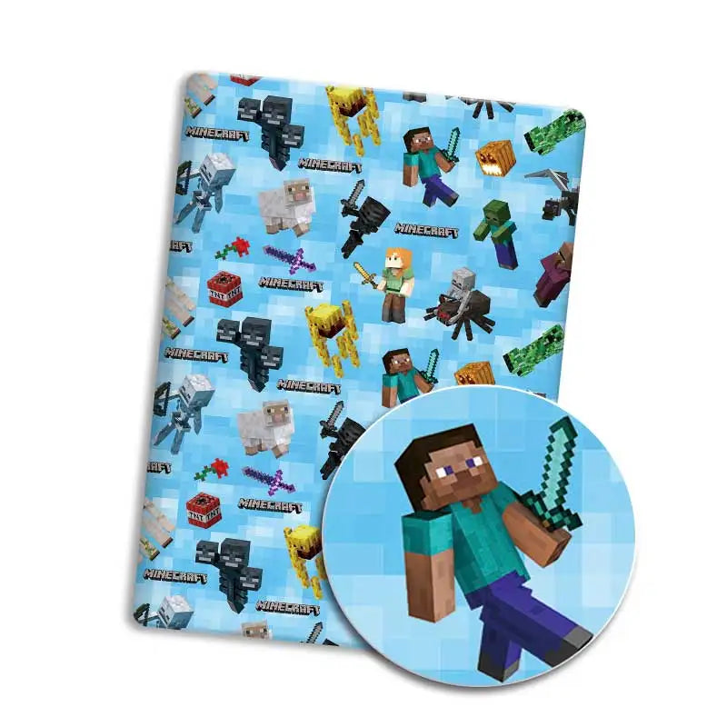 tapis souris minecraft personnages objets pixel art noir vert bleu blanc
