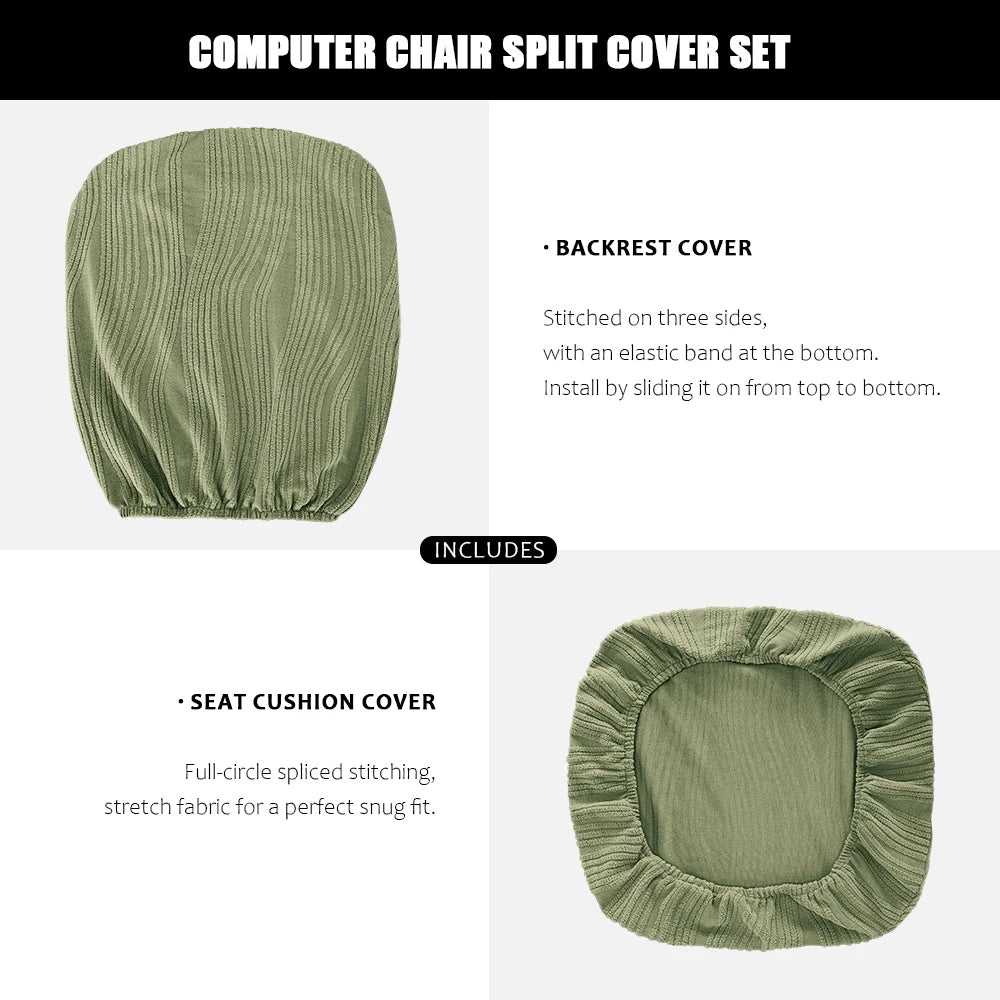 couvre chaise moderne vert olive rayures verticales polyester siège fauteuil chair decoration intérieure