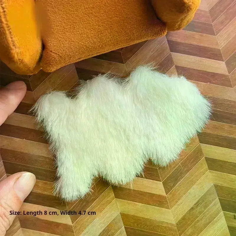 tapis miniature fourrure blanche doux decoration intérieure nature maison poupée scènes petites dimensions confort