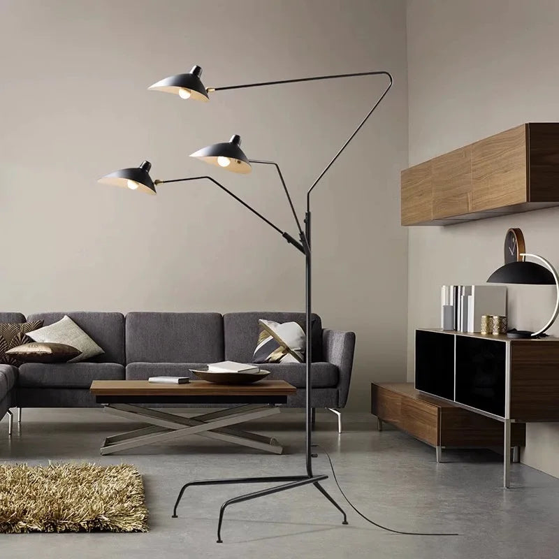 lampe sol led noire flexible moderne tête réglable entrée salon chambre
