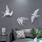 décoration murale oiseaux hirondelles résine blanche moderne minimaliste