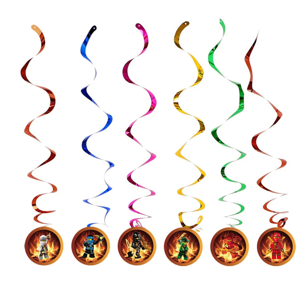 assiettes papier serviettes gobelets tissu table ninjas feu anniversaire thème ninja rouge vert