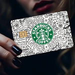 autocollant protection carte bancaire logo starbucks motif graphique moderne waterproof réutilisable