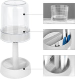 porte brosse dents anti poussière transparente moderne adhésif salle bain organisation dentifrice blanc rond