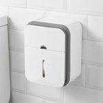 rangement mural moderne blanc gris tiroirs papier toilette accessoires salle bain minimaliste