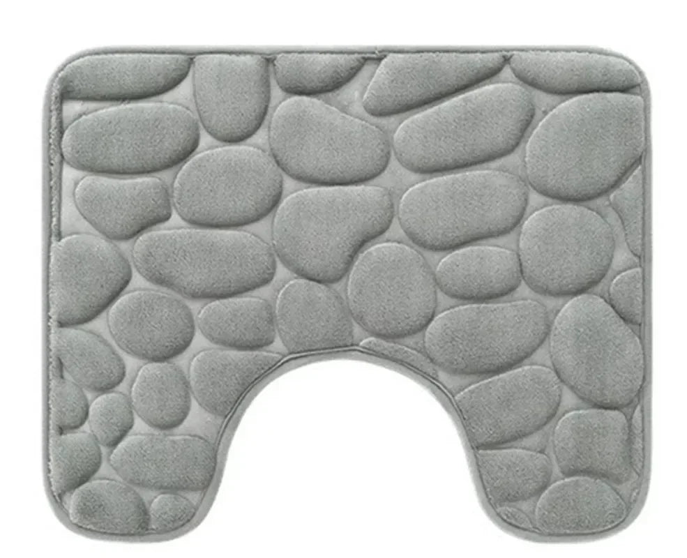 tapis toilette moderne gris clair texture cailloux anti dérapant absorbant rapide sèche vite salle