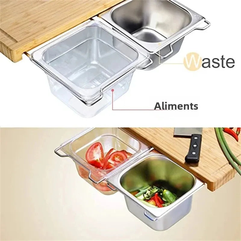 planche découper bambou bacs intégrés moderne couteau support tablette clipsé